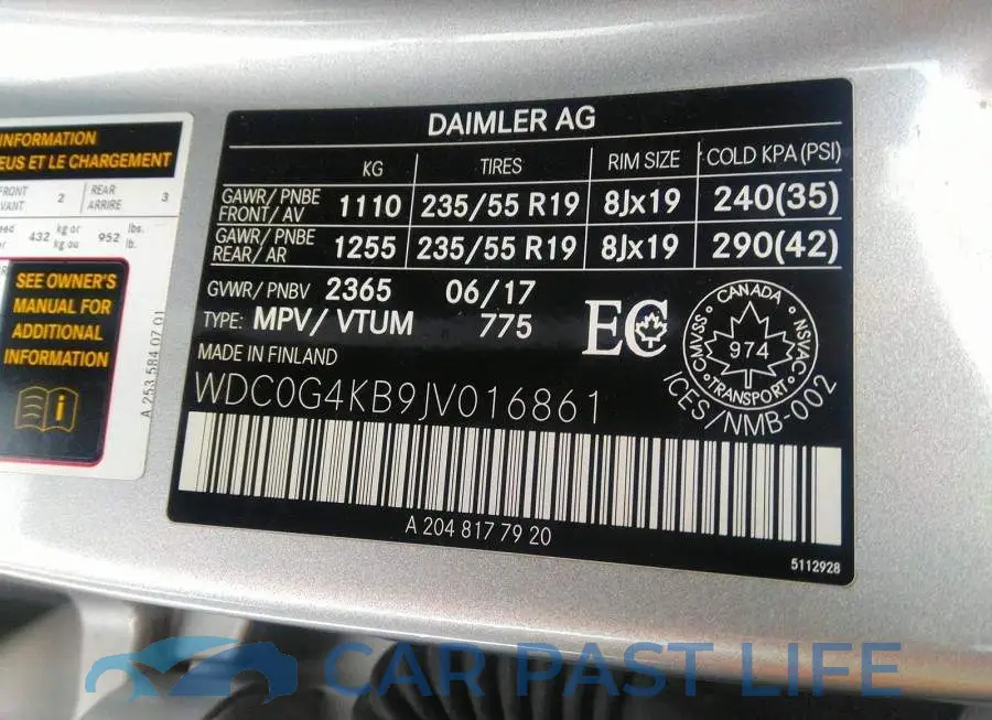 WDC0G4KB9JV016861# 9