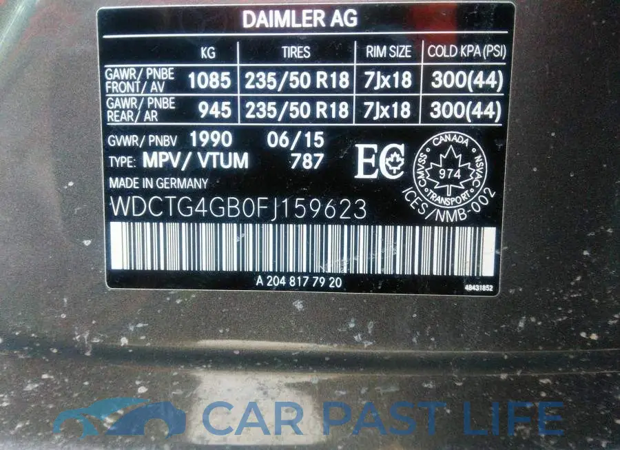WDCTG4GB0FJ159623# 9