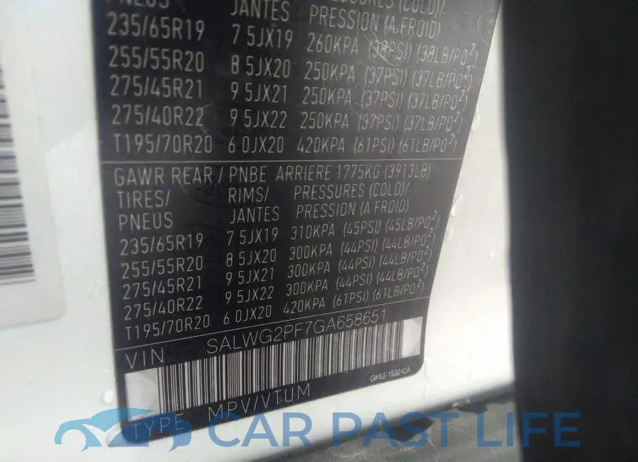 SALWG2PF7GA658651# 9