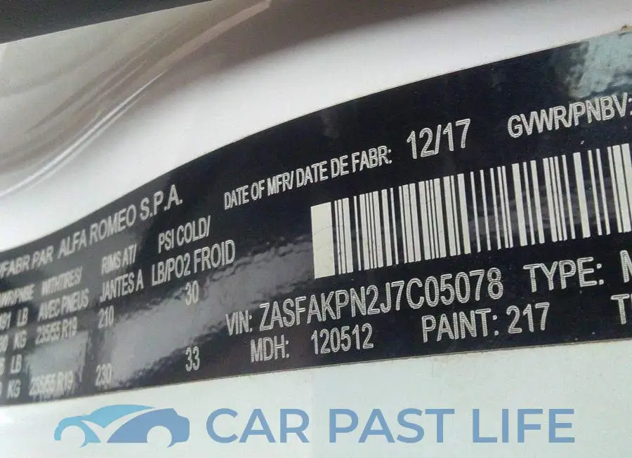 ZASFAKPN2J7C05078# 9