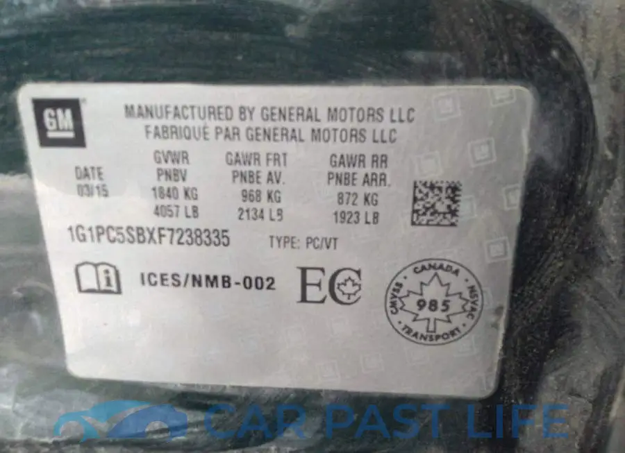 1G1PC5SBXF7238335# 9