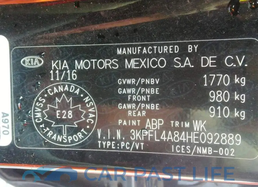 3KPFL4A84HE092889# 9