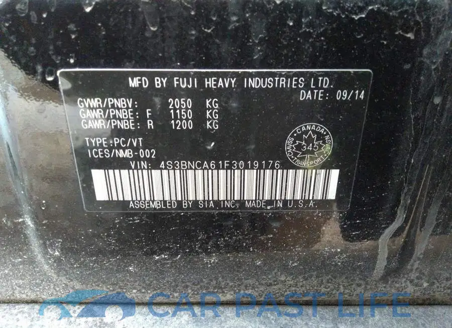 4S3BNCA61F3019176# 9