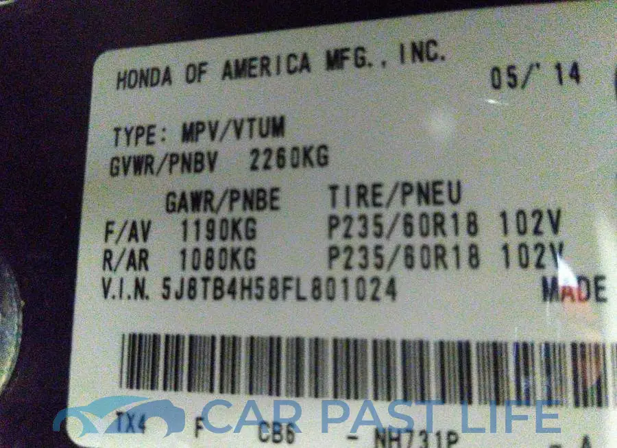 5J8TB4H58FL801024# 9