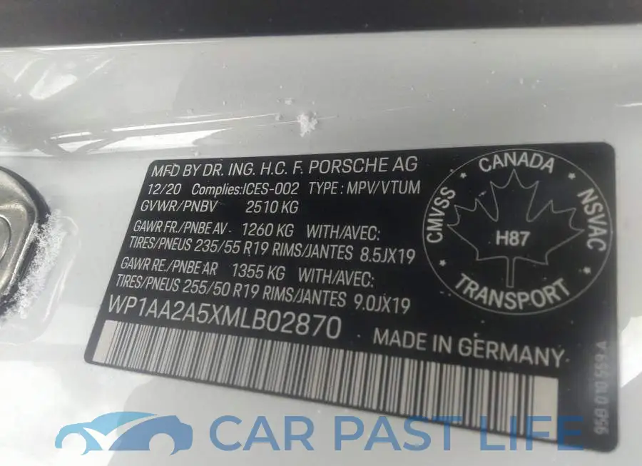 WP1AA2A5XMLB02870# 9