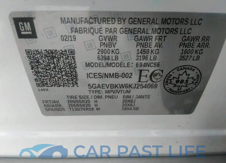 5GAEVBKW6KJ254069# 9