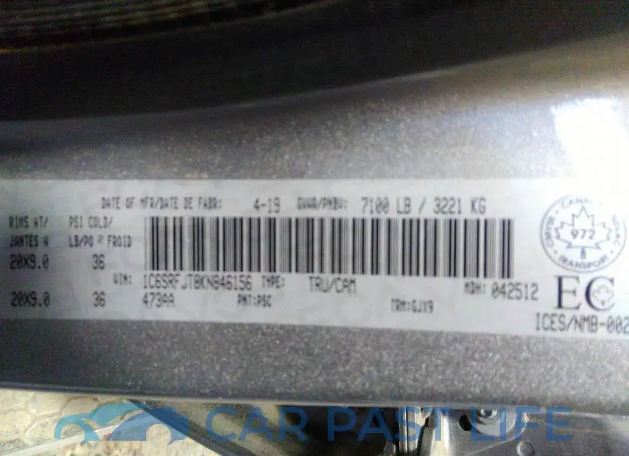 1C6SRFJT8KN846156# 9