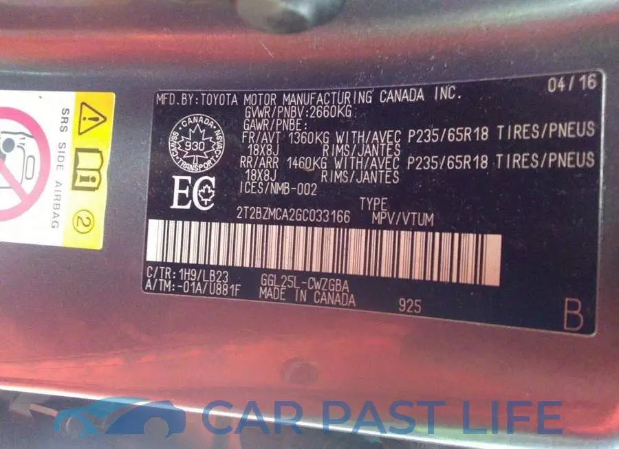 2T2BZMCA2GC033166# 9