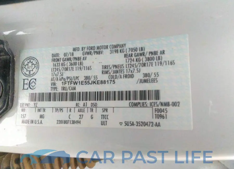 1FTFW1E55JKE88175# 9