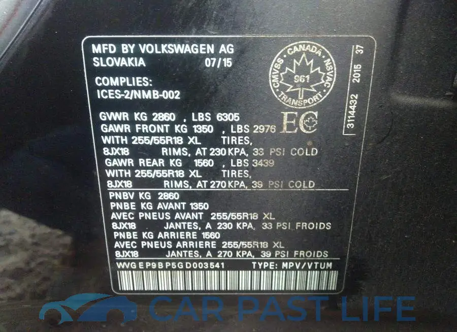 WVGEP9BP5GD003541# 9