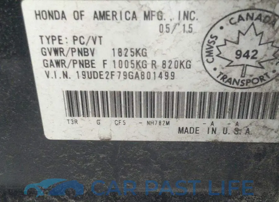 19UDE2F79GA801499# 9
