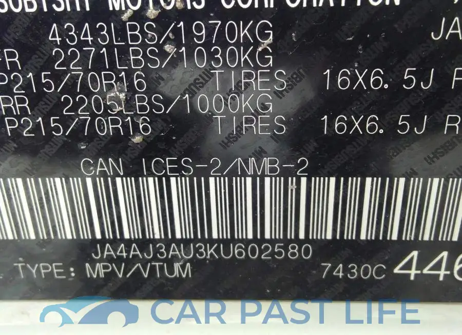 JA4AJ3AU3KU602580# 9