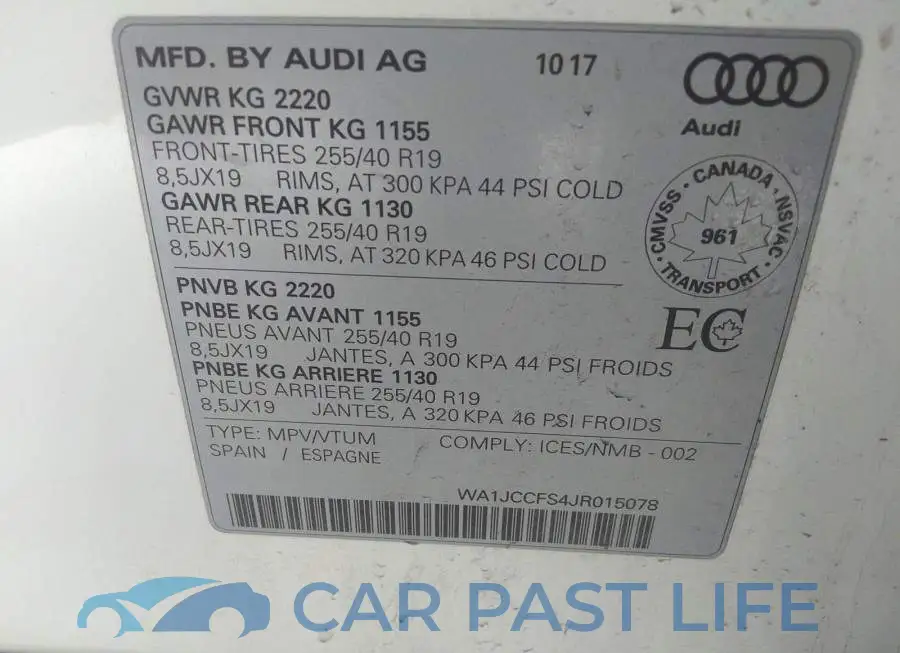 WA1JCCFS4JR015078# 9