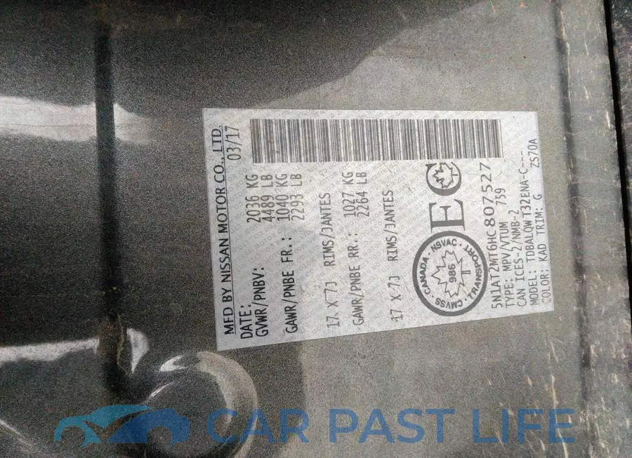 5N1AT2MT6HC807527# 9