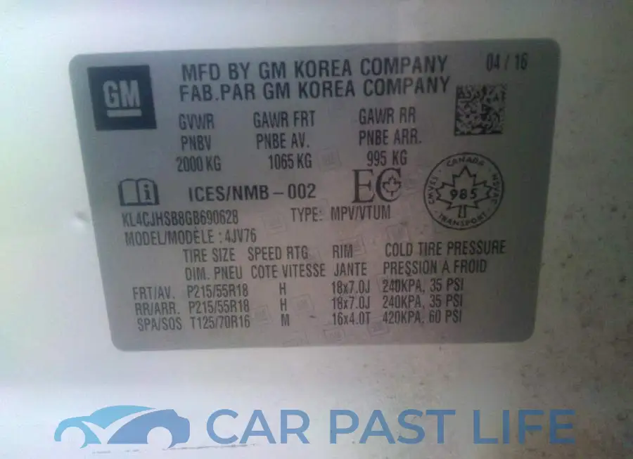 KL4CJHSB8GB690628# 9