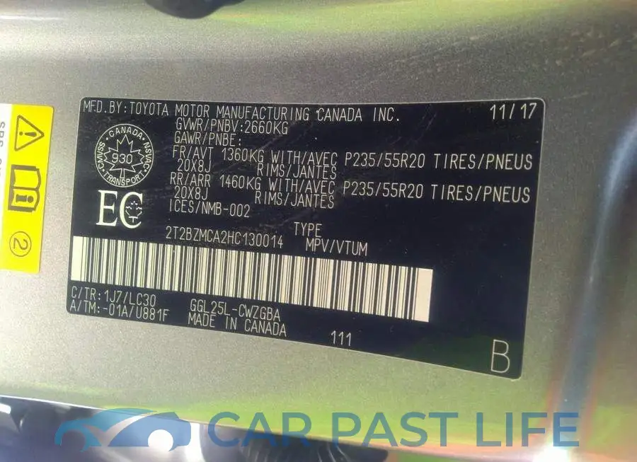 2T2BZMCA2HC130014# 9