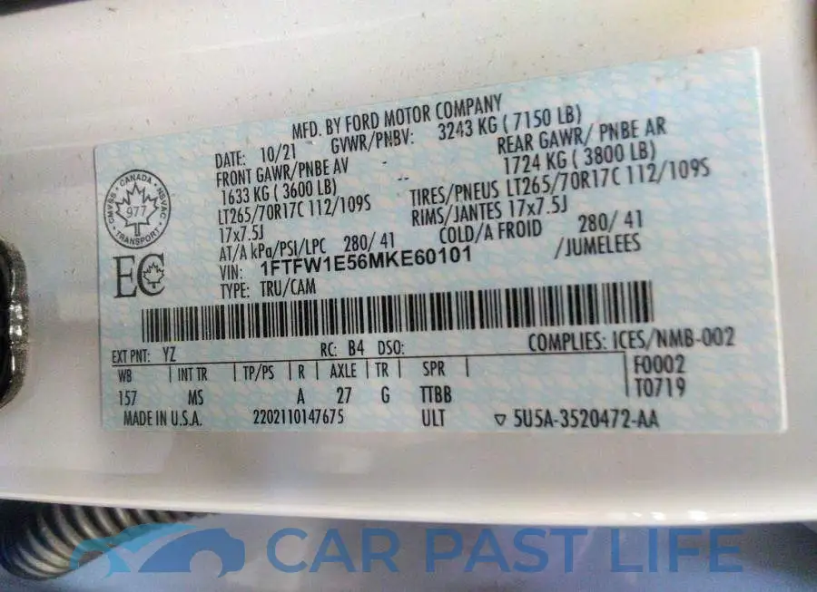 1FTFW1E56MKE60101# 9