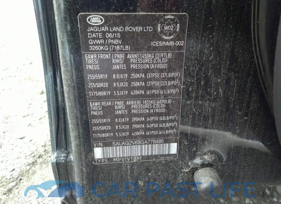SALAG2V69GA778495# 9
