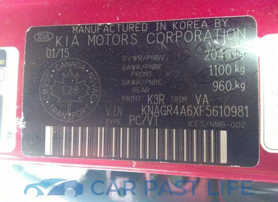 KNAGR4A6XF5610981# 9