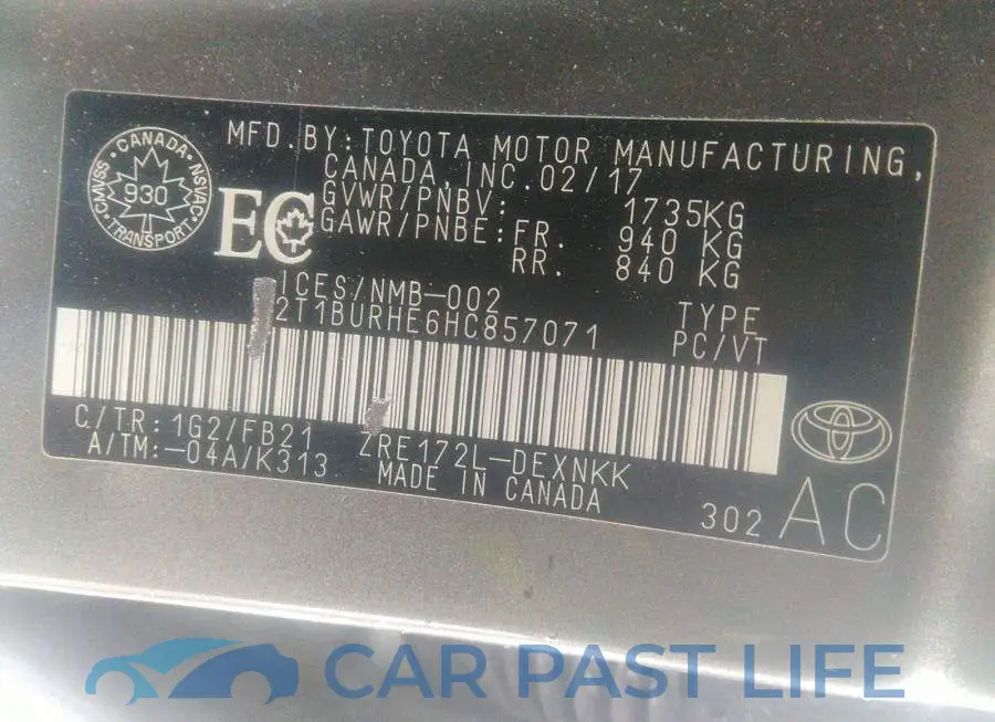 2T1BURHE6HC857071# 9