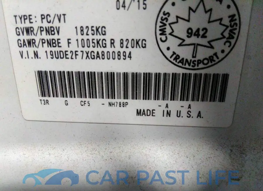 19UDE2F7XGA800894# 9