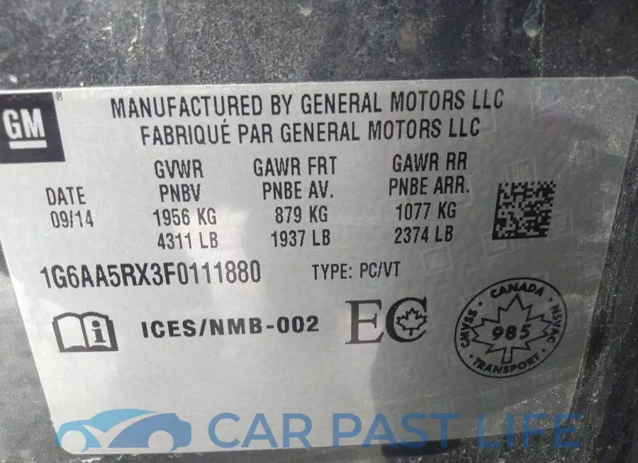1G6AA5RX3F0111880# 9
