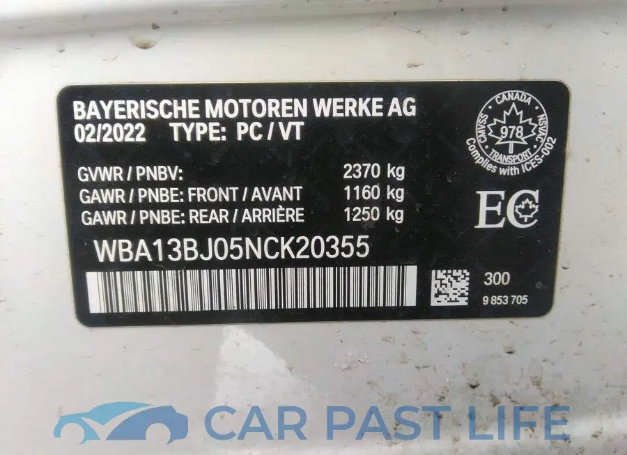 WBA13BJ05NCK20355# 9