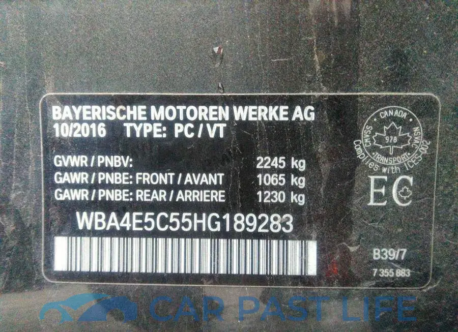 WBA4E5C55HG189283# 9