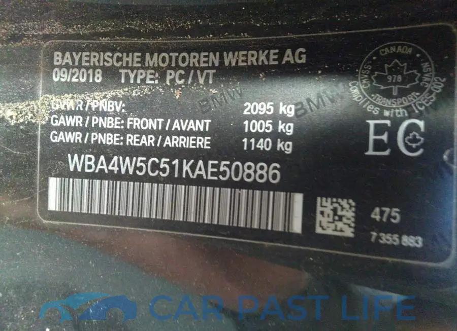 WBA4W5C51KAE50886# 9