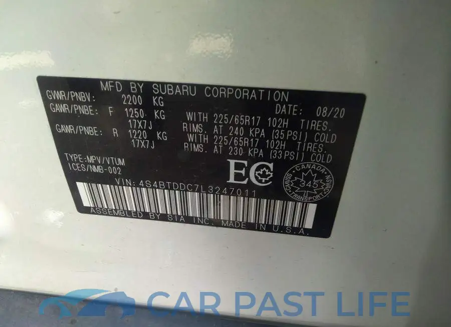4S4BTDDC7L3247011# 9