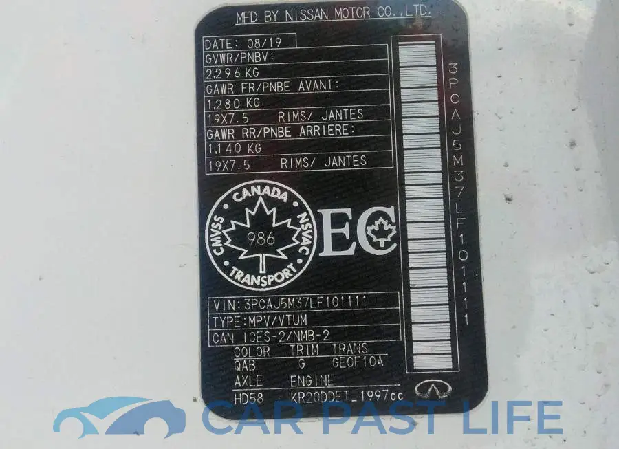3PCAJ5M37LF101111# 9