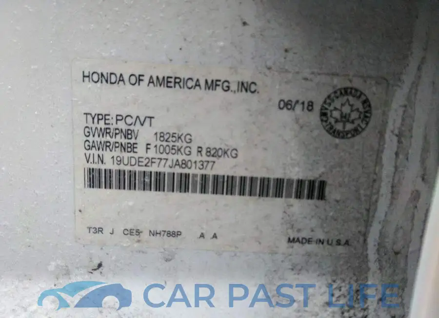 19UDE2F77JA801377# 9