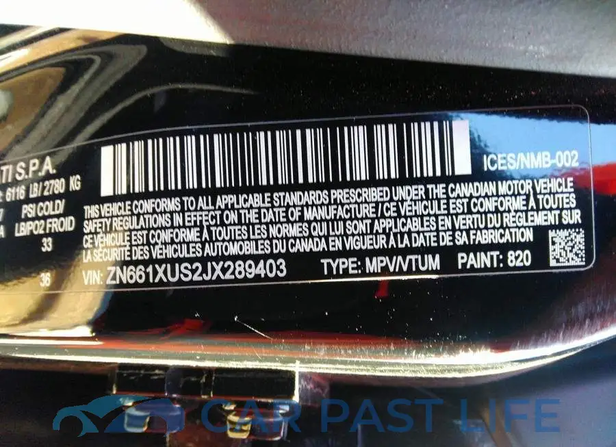 ZN661XUS2JX289403# 9