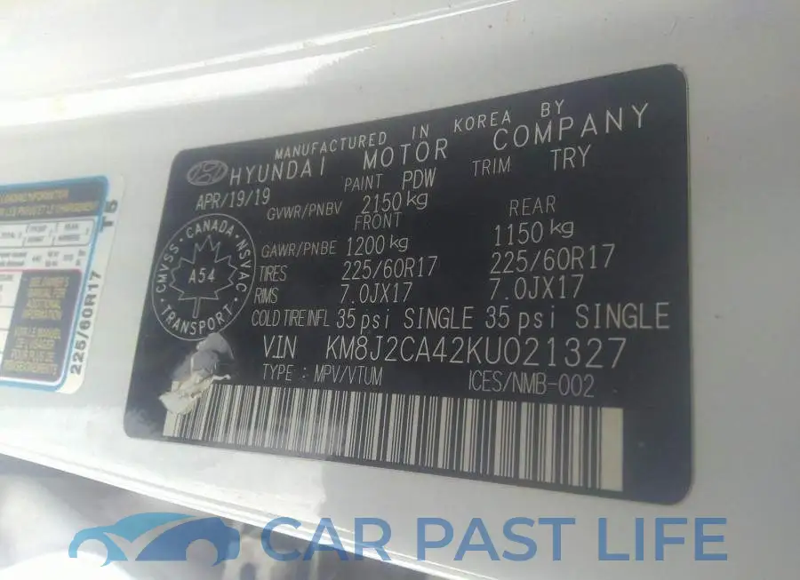 KM8J2CA42KU021327# 9