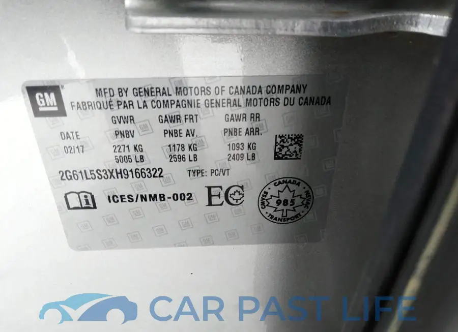2G61L5S3XH9166322# 9