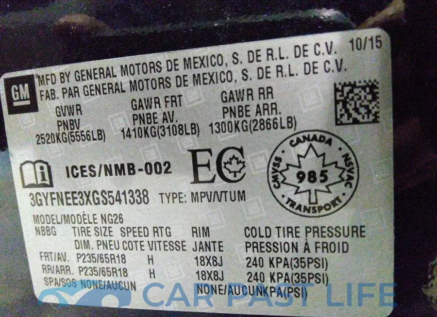 3GYFNEE3XGS541338# 9