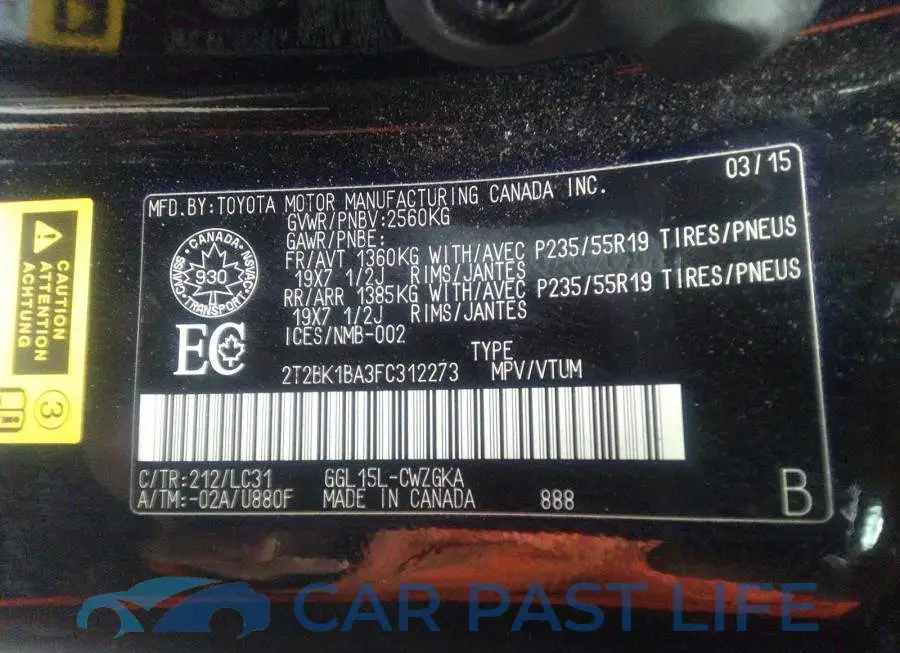 2T2BK1BA3FC312273# 9