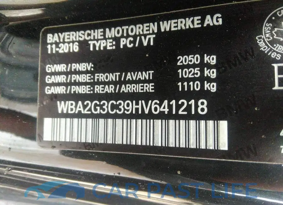 WBA2G3C39HV641218# 9