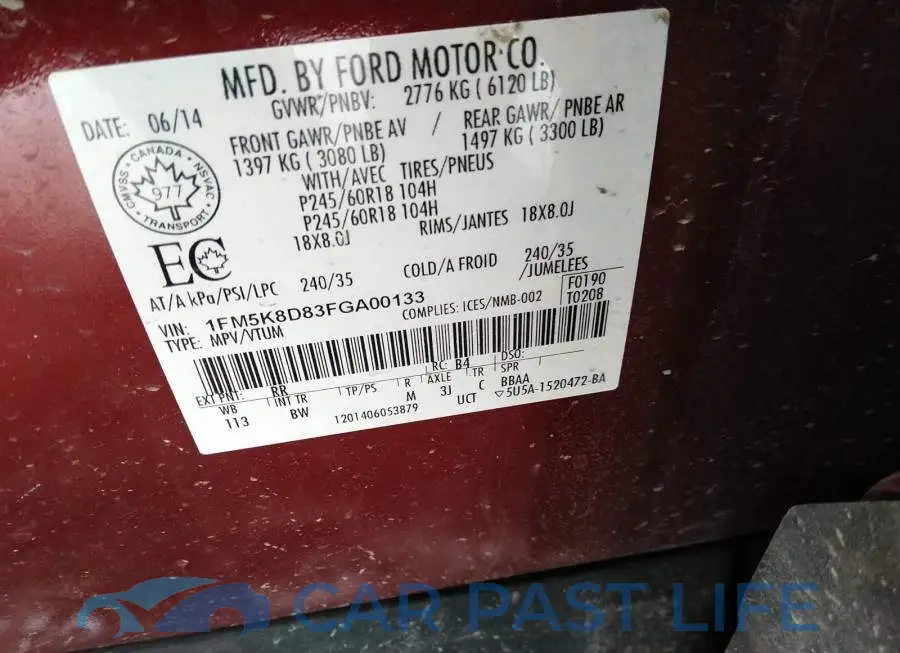 1FM5K8D83FGA00133# 9