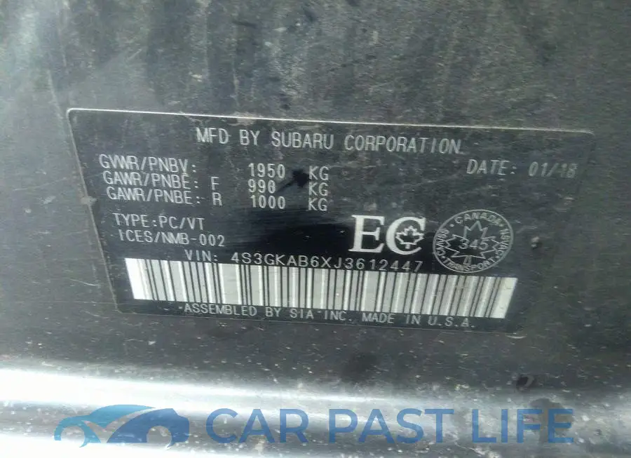 4S3GKAB6XJ3612447# 9