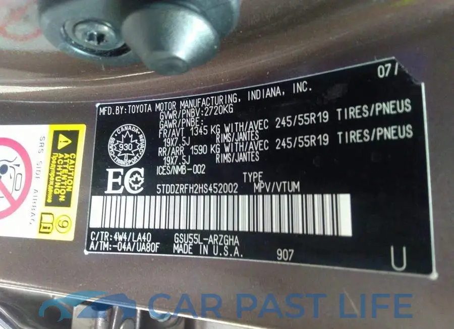 5TDDZRFH2HS452002# 9