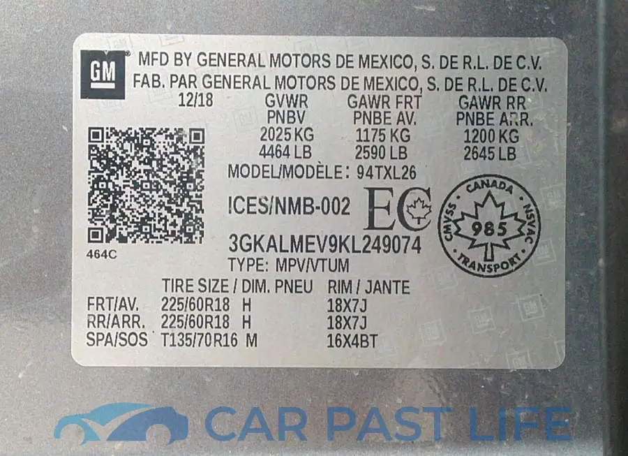 3GKALMEV9KL249074# 9