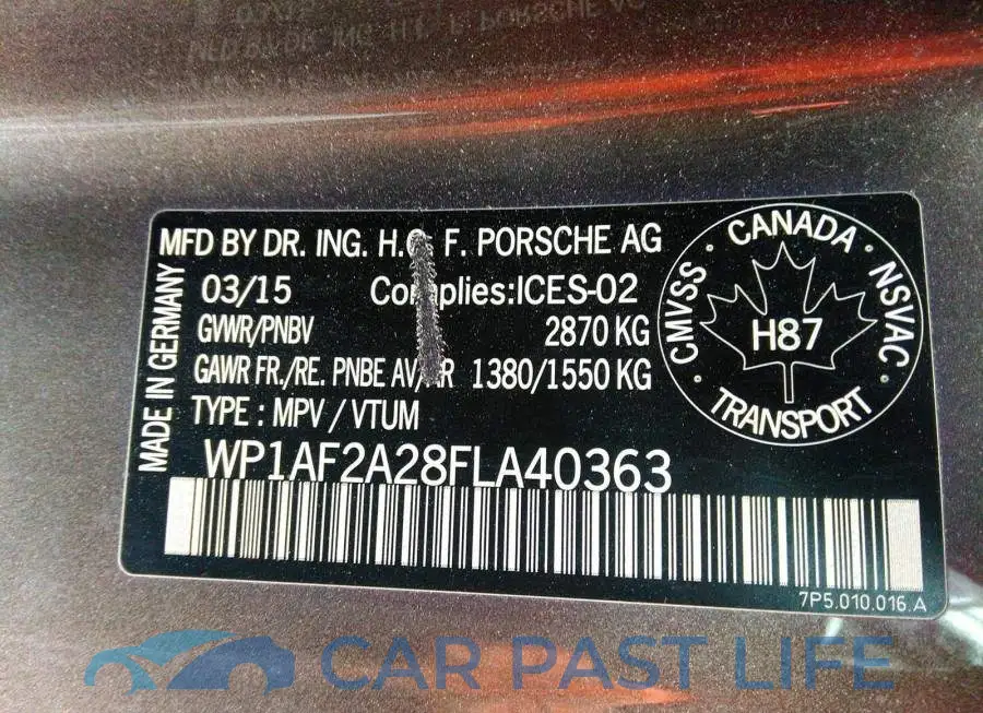 WP1AF2A28FLA40363# 9