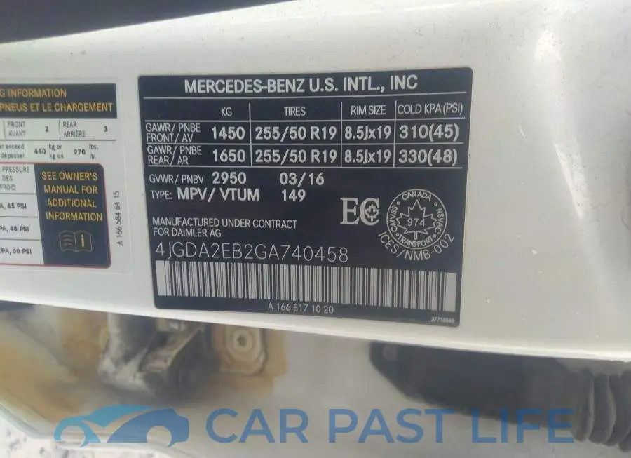 4JGDA2EB2GA740458# 9