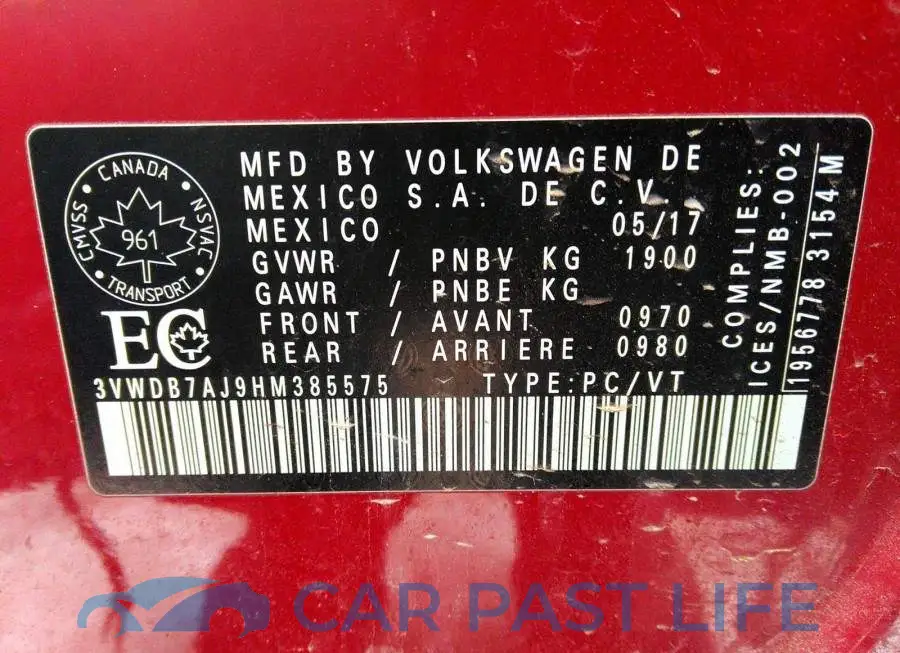 3VWDB7AJ9HM385575# 9