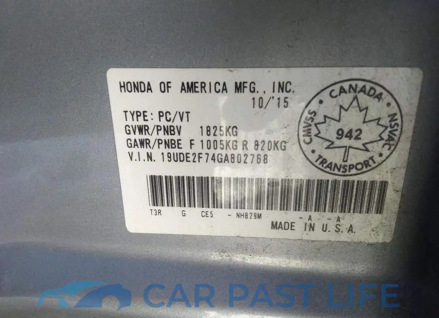 19UDE2F74GA802768# 9