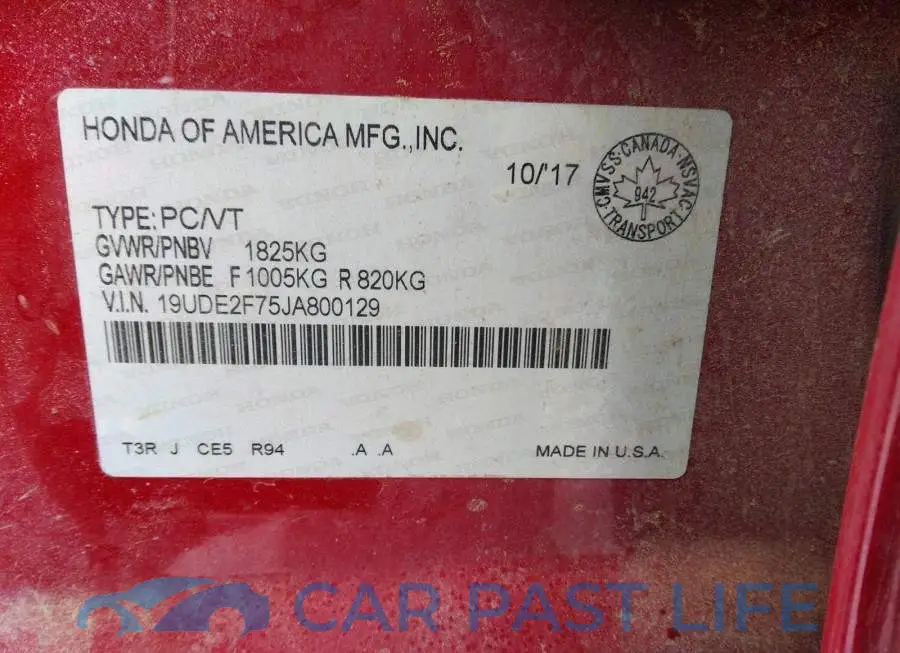 19UDE2F75JA800129# 9