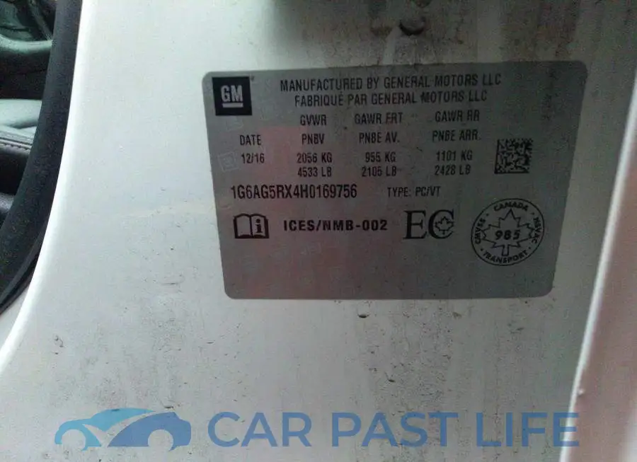 1G6AG5RX4H0169756# 9