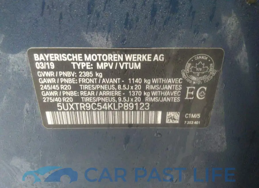 5UXTR9C54KLP89123# 9
