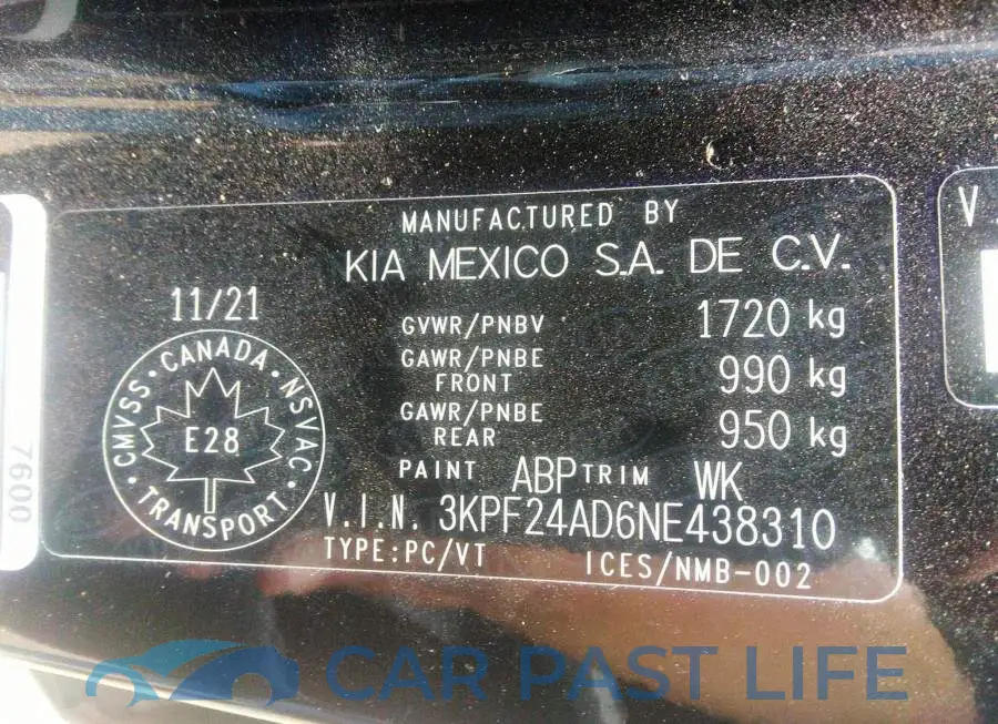 3KPF24AD6NE438310# 9